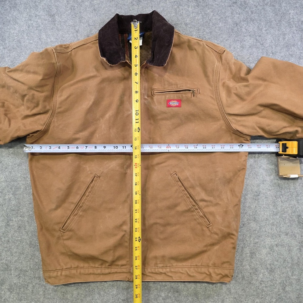VTG Dickies Jacket Mens LT Brown Blanket Lined Bomber Workwear Corduroy Collar - Picture 8 of 14